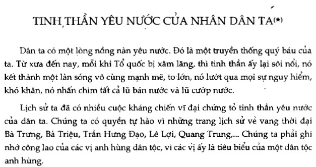 Soạn bài Tinh thần yêu nước của nhân dân ta sgk Ngữ văn 7 tập 2