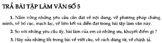 Trả bài tập làm văn số 5 sgk Ngữ văn 7 tập 2